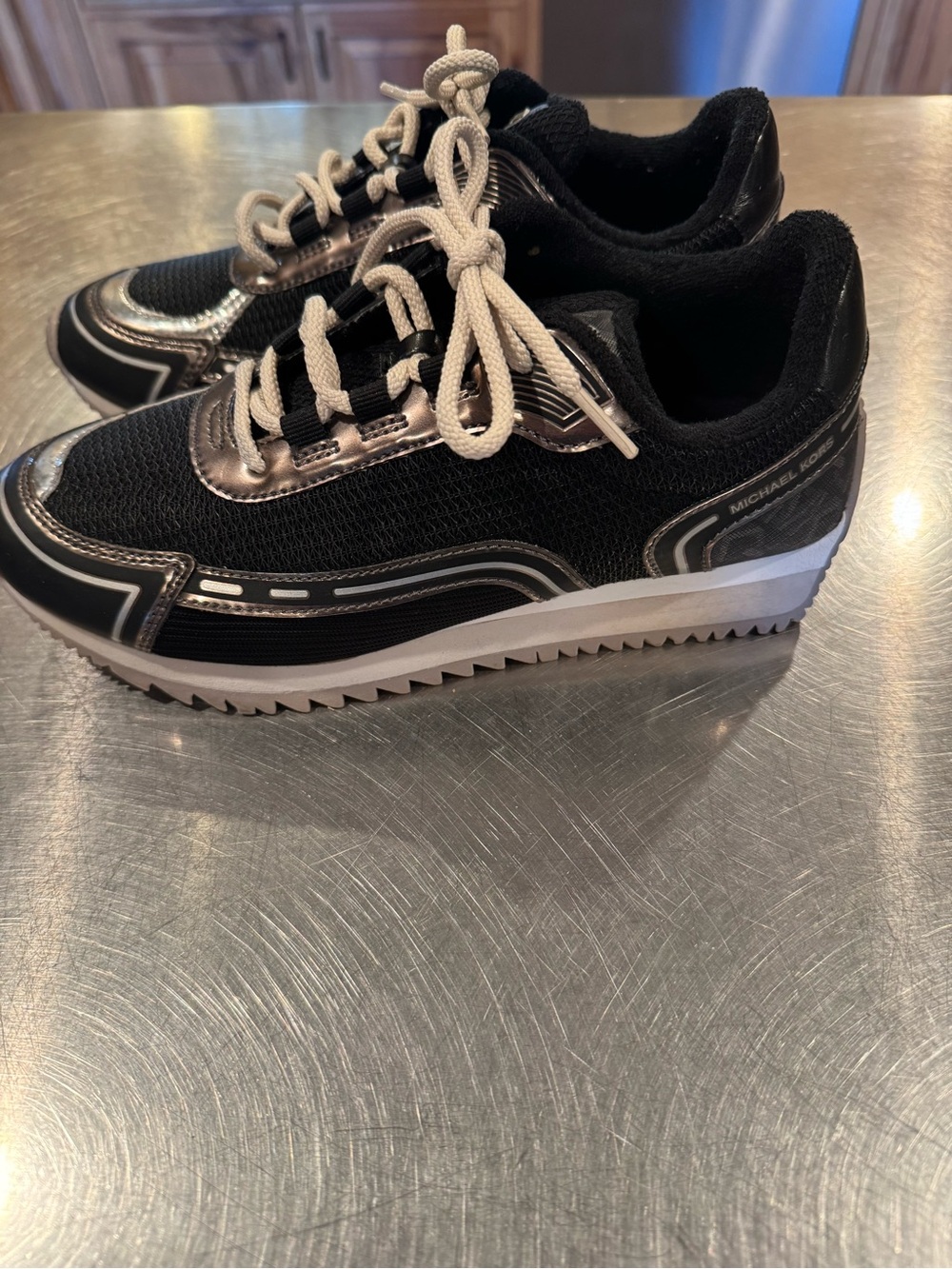 Michael Kors Black Sneakers with Silver Accents - Picture 5 of 9